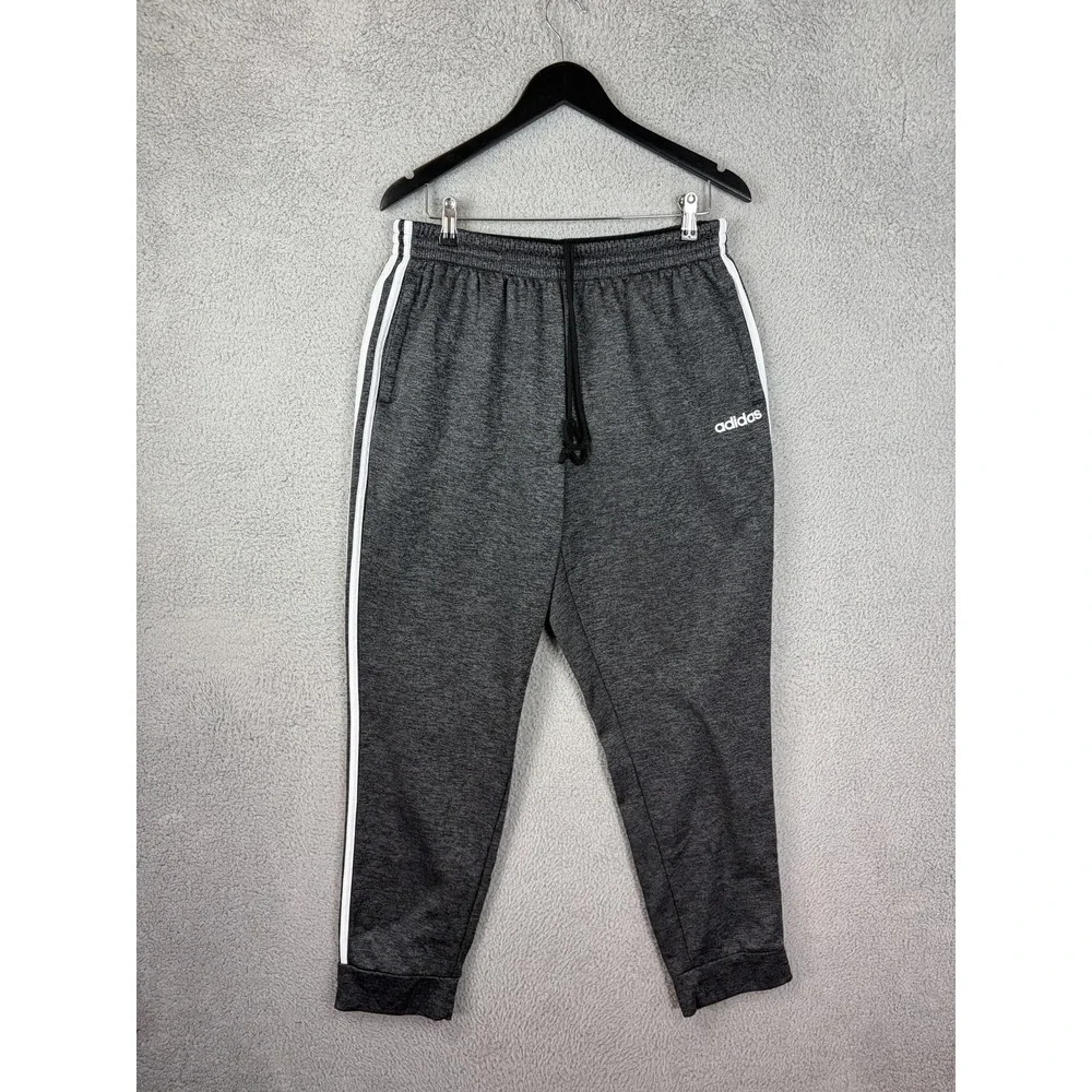 Adidas Sweatpants Mens XL Gray Fleece 3 Stripe Track Joggers Gym Athletic Men